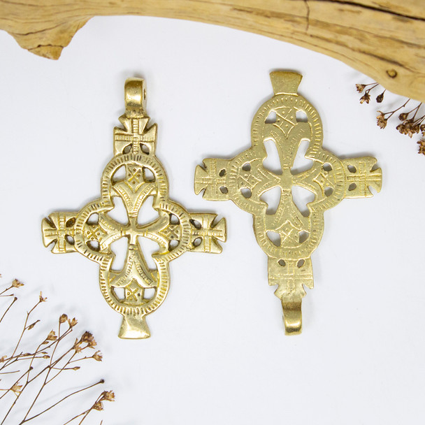 Gold Plated Indian Brass 55x75mm Cross Pendant