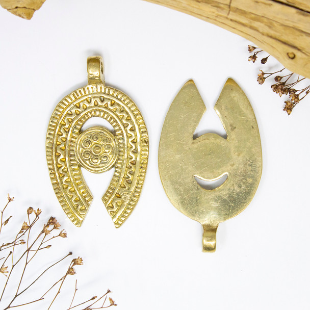 Gold Plated Indian Brass 40x65mm Horse Shoe Pendant