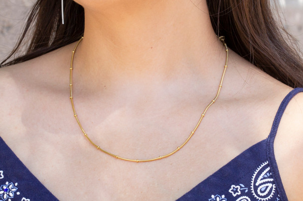 Gold Plated Stainless Steel 1.5mm Round + Rondelle Snake Chain 20" Finished Necklace