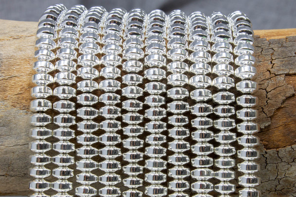 Sterling Silver Plated Hematite Polished 5x8mm Rondelle