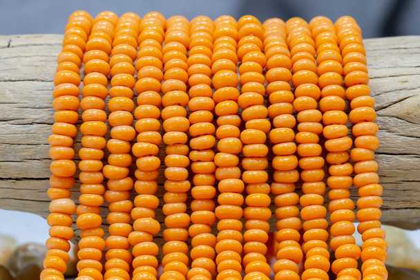 Ghana Glass Polished 6-7mm Spacer - Tangerine