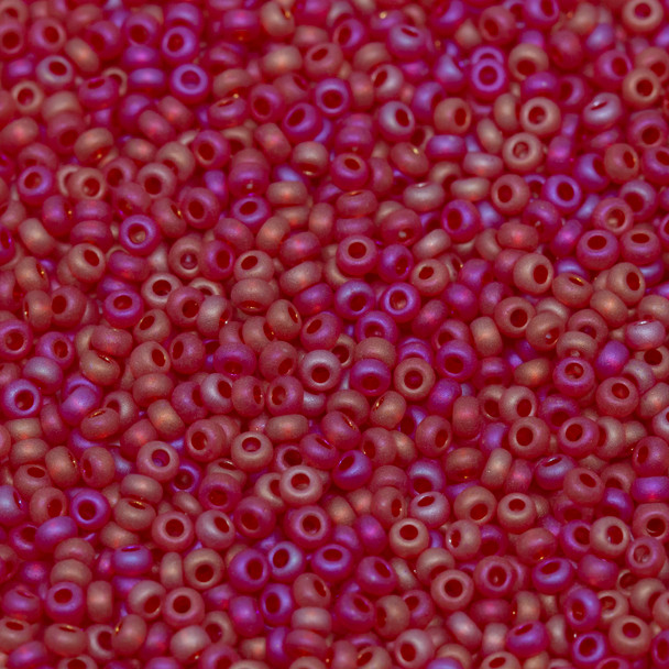 Size 11 Czech Seed Beads -- 447 Light Ruby Rainbow Matte