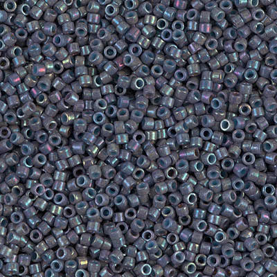 Delicas Size 11 Miyuki Seed Beads -- 132 Opaque Dark Grey AB
