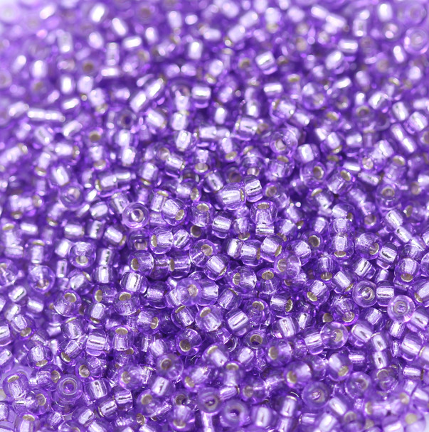 Size 11 Miyuki Seed Beads -- 25 Light Purple / Silver Lined