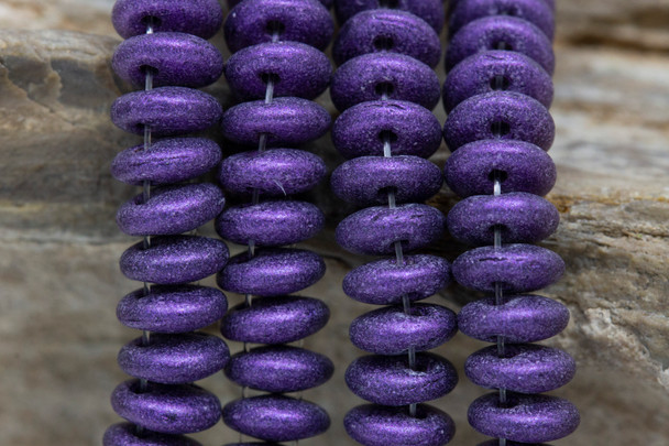 CzechMates® 2 Hole Lentil Beads -- Metallic Suede Purple