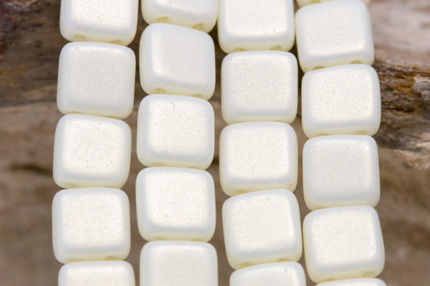 CzechMates® 6mm 2 Hole Tile -- Sueded Gold Ivory