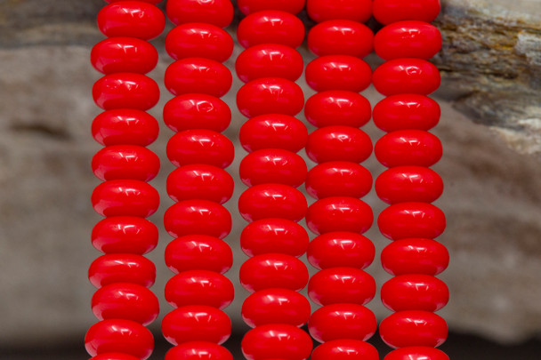 Czech Glass 4mm Rondel -- Opaque Red