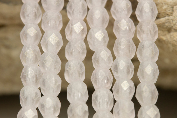Fire Polish 4mm Faceted Round - Sueded Gold Rosaline
