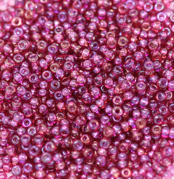 Size 11 Miyuki Seed Beads -- 291 Transparent Raspberry AB