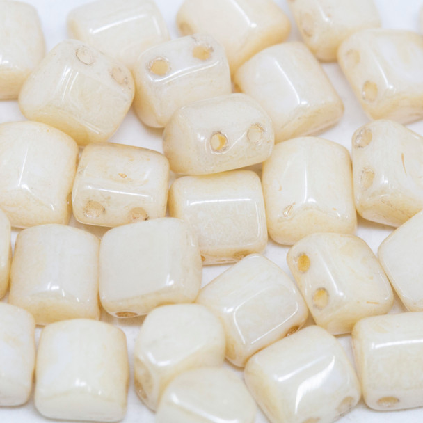 CzechMates® 6x6mm Roof 2 Hole Beads -- Opaque Champagne