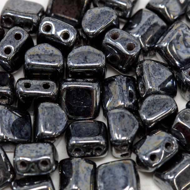 CzechMates® 6x6mm Roof 2 Hole Beads -- Hematite