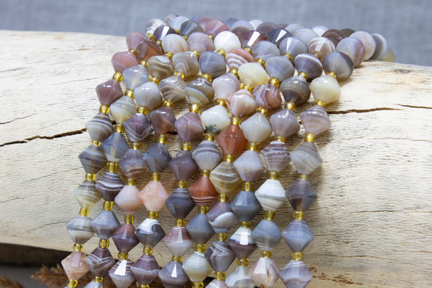 Botswana Agate Polished 8mm Faceted Bicone