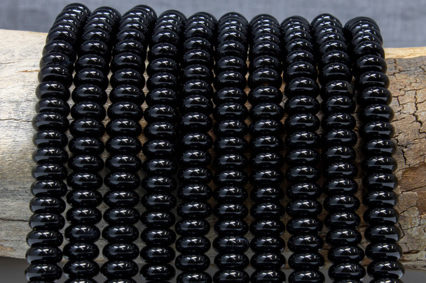 Black Onyx Polished 5x10mm Rondelle