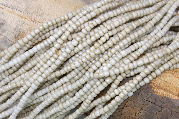 Vintage Maasai Glass Beads Polished 4x2-4mm Semi Round - Beige