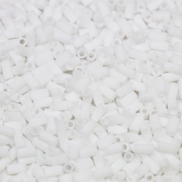 Toho 3mm Bugle Beads -- Opaque Frosted White