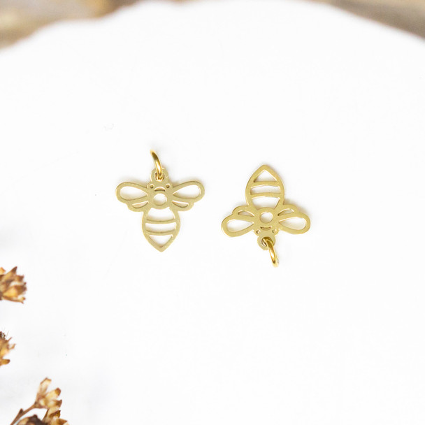 14K Gold Plated Stainless Steel 9mm Bumblebee Charm