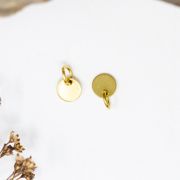 Gold Plated Stainless Steel 6mm Blank Tag Charm