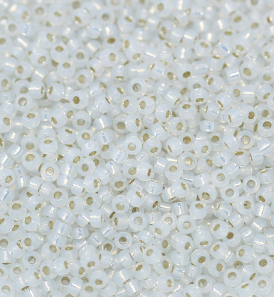 Size 11 Miyuki Seed Beads -- 551 White Opal / Gilt Lined