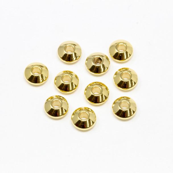 Gold Plated Stainless Steel 6x3mm Saucer - 1.8mm Hole - 10 Pieces