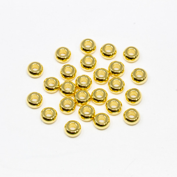 18K Gold Plated Stainless Steel 5x2mm Disc / Rondelle - 1.5mm Hole - 20 Pieces