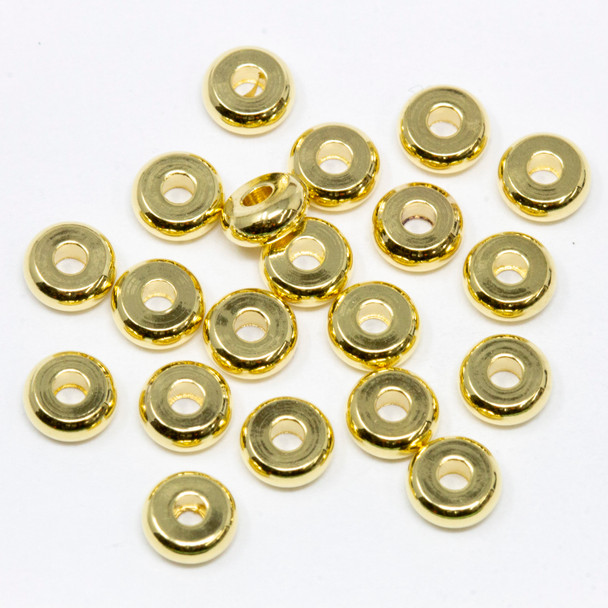 18K Gold Plated Stainless Steel 4x2mm Disc / Rondelle - 1.5mm Hole - 20 Pieces