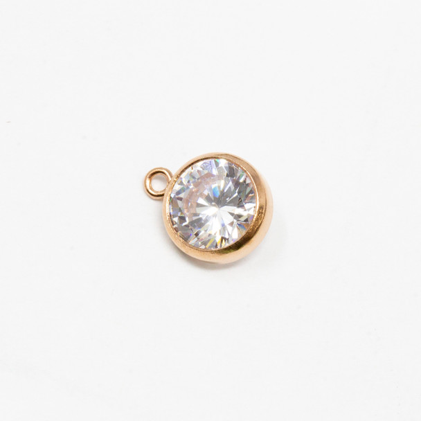 Rose Gold Filled 6mm Bezel AAA CZ Drop
