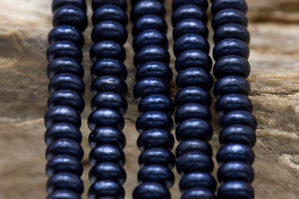 Czech Glass 4mm Rondelle -- Metallic Suede Dark Blue