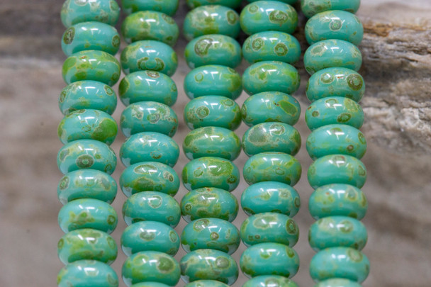 Czech Glass 4mm Rondel -- Turquoise Picasso