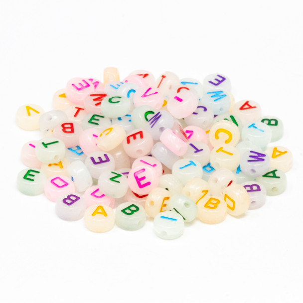 Acrylic Glow in the Dark 7mm Alphabet Beads - 260 Beads - 10 of Each Letter