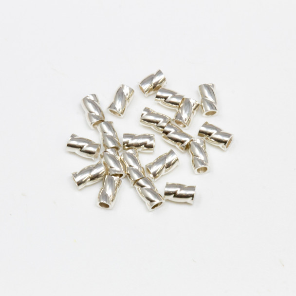 Sterling Silver 2x3mm Twisted Crimps - 20 Pieces