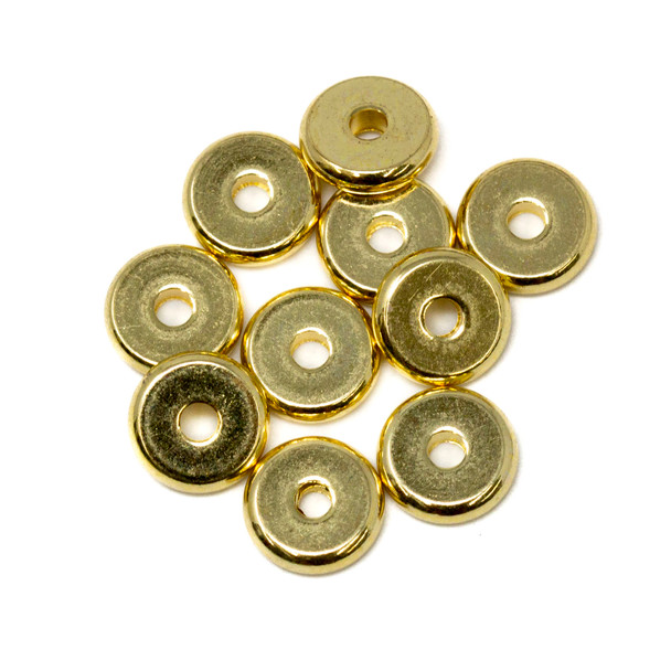 18K Gold Plated Stainless Steel 8x2mm Disc / Rondelle - 10 Pieces