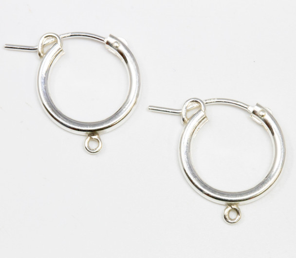 15mm Sterling Silver Hoop with Ring Earrings - 1 Pair
