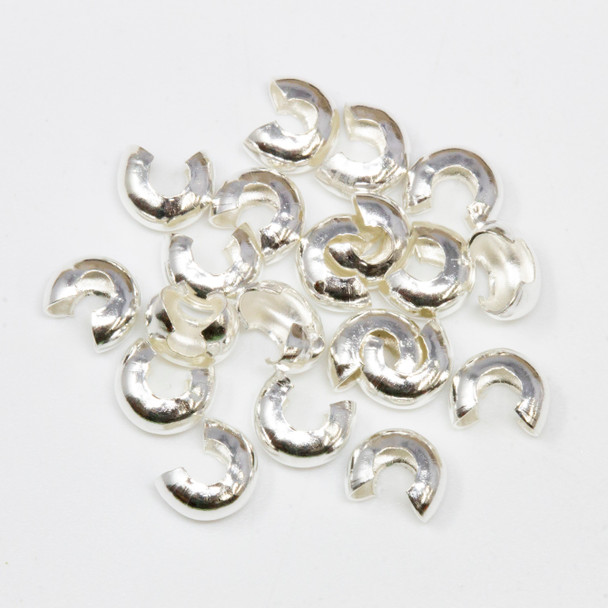 Silver Plated 4mm Crimp Covers - 20 Pieces