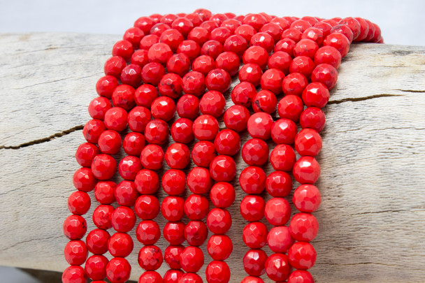 Dyed Red Howlite Polished 6mm Faceted Round