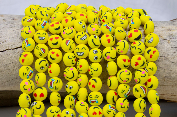 Polymer Clay Yellow Emoji Faces 12mm Round Coin