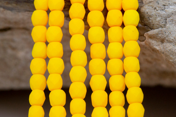 Fire Polish 3mm Faceted Round - Saturated Sunflower
