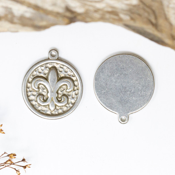 Stainless Steel 22mm Fleur De Lis Pendant