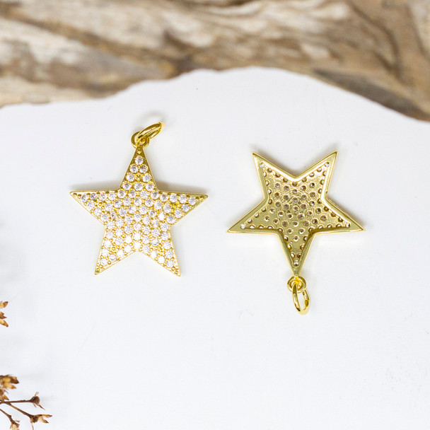Gold Plated Micro Pave 20x19mm Star Charm