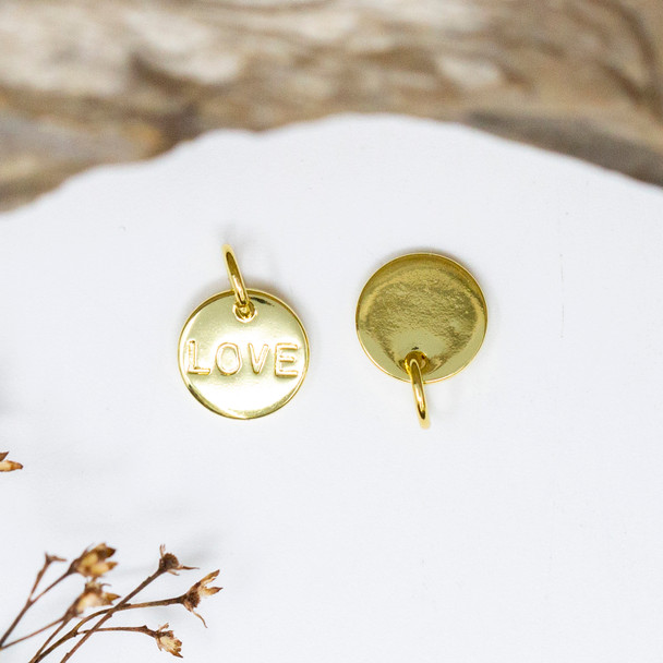 Gold Plated 9mm LOVE Coin Charm