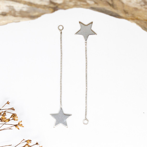 Silver 56x12mm Star on Chain