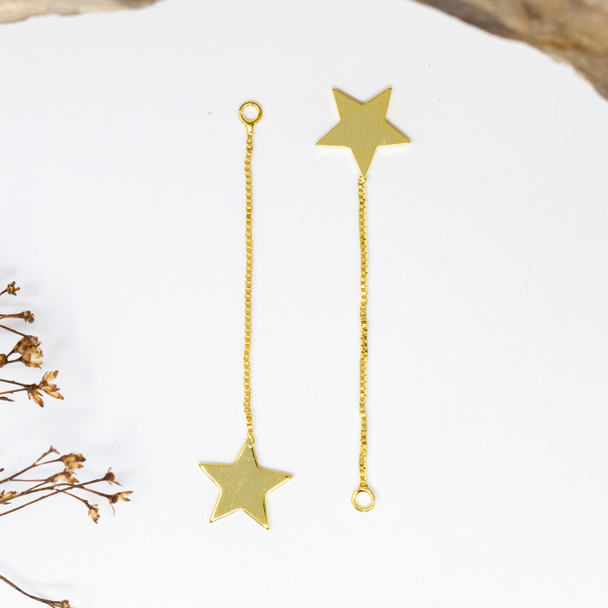 Gold Plated 56x12mm Star on Chain Pendant