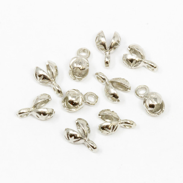 Platinum Plated Brass 9x4mm Bead / Knot Cover Ends - 1.6mm Hole - 10 Pieces