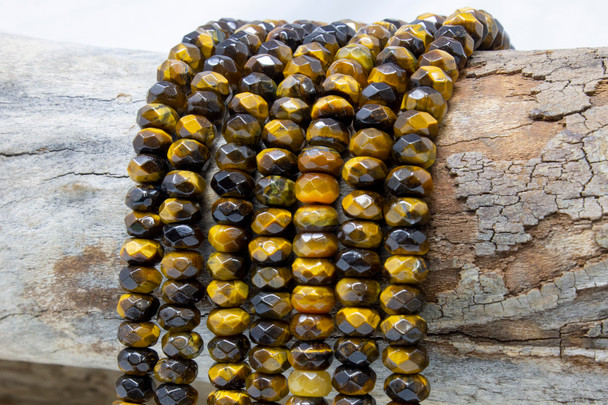 Tiger Eye Polished 5x8mm Faceted Rondelle