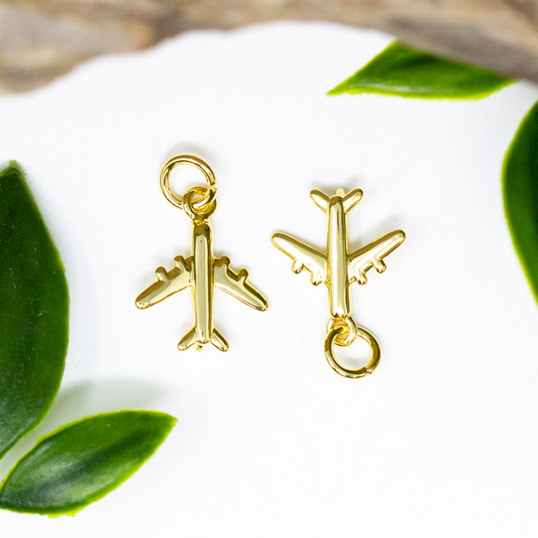 Gold Plated 15x12mm Airplane Charm