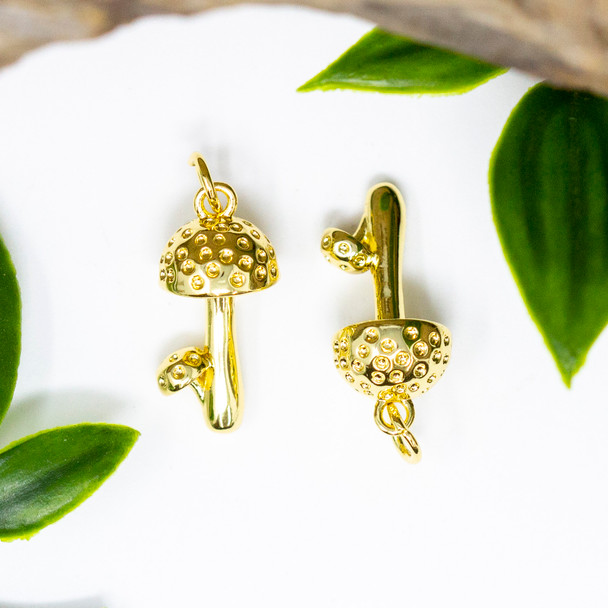 14K Gold Plated 20x9mm Mushrooms Charm