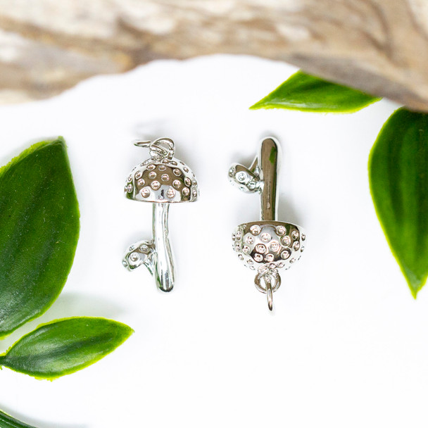 Platinum Plated 20x9mm Mushrooms Charm