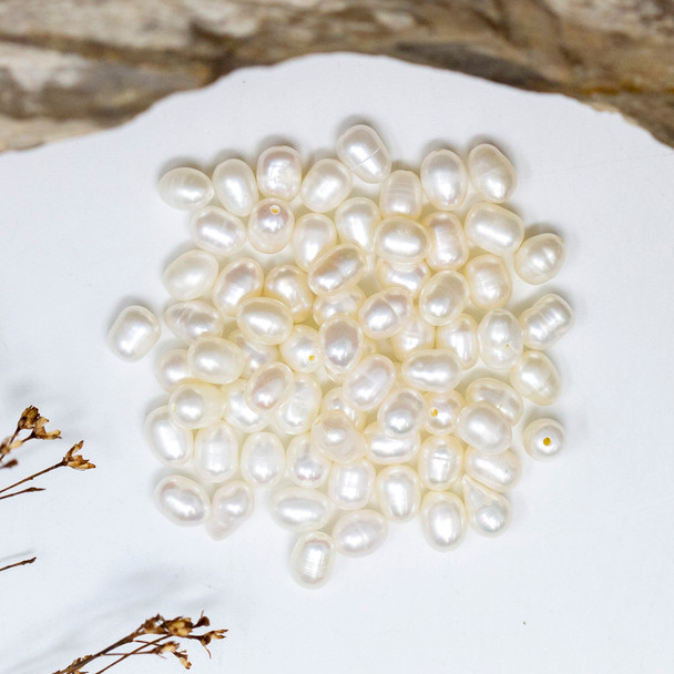 Freshwater Pearl Polished 4-5x6mm White Rice - Sold Individually