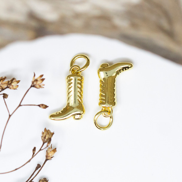 14K Gold Plated 13x9mm Cowboy Boot Charm