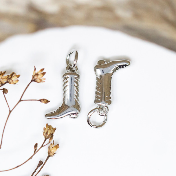 Platinum Plated 13x9mm Cowboy Boot Charm