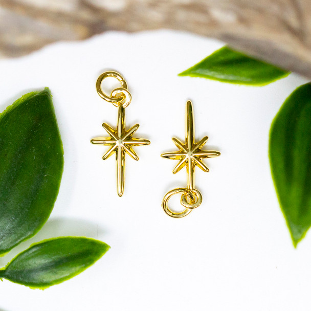 14K Gold Plated 16x9mm North Star Charm